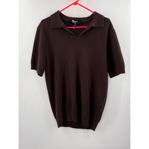 The Commons Polo Men's Medium NEW 100% Cashmere short-sleeve V-neck Johnny NWOT